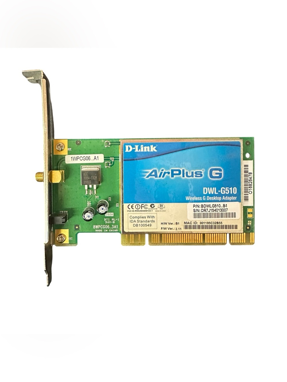 D-Link AirPlus G DWL-G510 PCI WiFi card